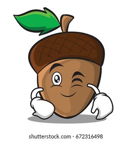 Wink acorn cartoon character style