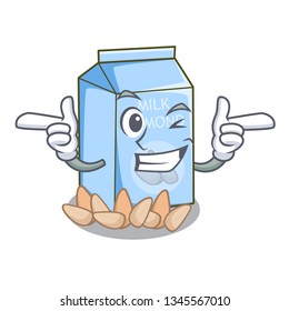 Wink almond milk isolated in the mascot