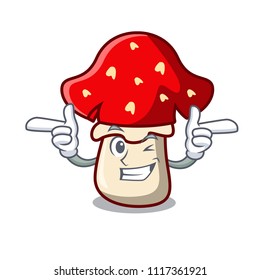 Wink amanita mushroom character cartoon