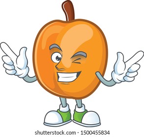 Wink apricot cute fruit cartoon character style