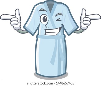 Wink bathrobe is placed above mascot table