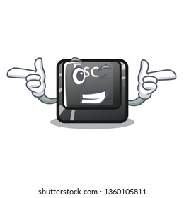 Wink button esc in the shape mascot