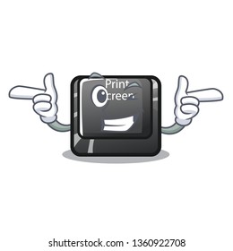 Wink button print screen in shape mascot