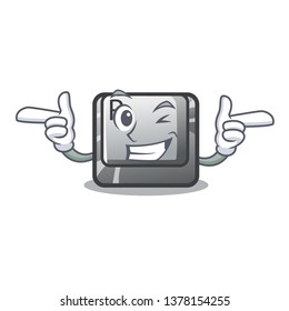 Wink button R isolated with the cartoon