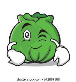 Wink cabbage cartoon character style