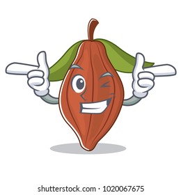 Wink cacao bean character cartoon