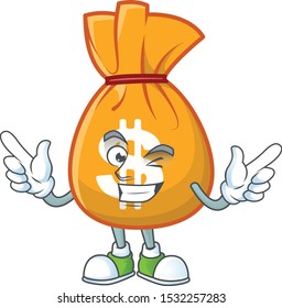 Wink cartoon bag of money