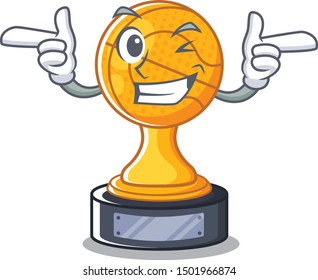 Wink cartoon basketball trophy display in drawer