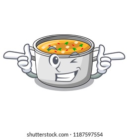 Wink cartoon chicken soup pot for dinner