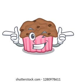 Wink cartoon chocolate muffins ready to eat