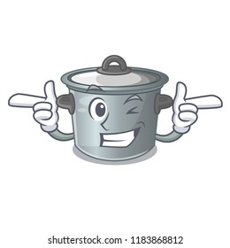 Wink cartoon cookware stock pot in kitchen