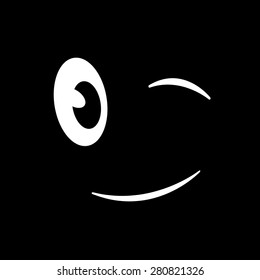 wink cartoon face in the dark