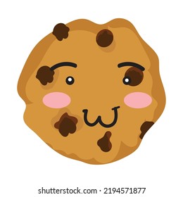  Wink Cartoon smile biscuit and chcolate cookies mascot with eyes and bite. vector illustration