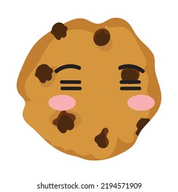  Wink Cartoon smile biscuit and chcolate cookies mascot with eyes and bite. vector illustration