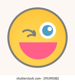 Wink - Cartoon Smiley Vector Face