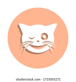 Wink cat badge icon. Simple glyph, flat vector of cat smile icons for ui and ux, website or mobile application