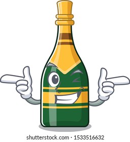 Wink champagne bottle poured in cartoon glasses