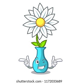 Wink character cartoon glass vase with flowers