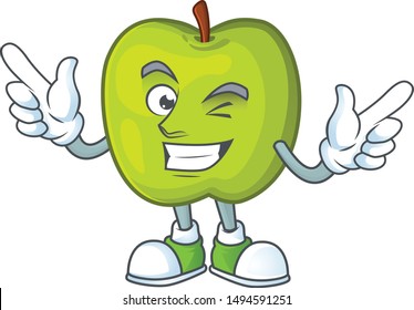Wink character granny smith green apple with mascot