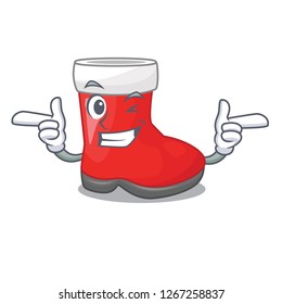 Wink christmas santa boot isolated on mascot