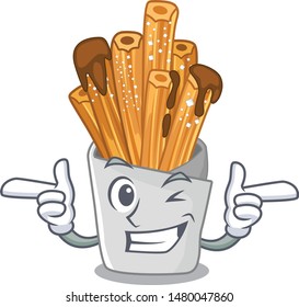 Wink churros isolated with in the cartoon