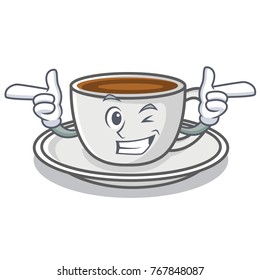 Wink coffee character cartoon style