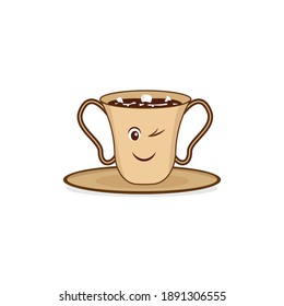 Wink coffee cup character cartoon vector illustration