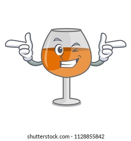 Wink cognac ballon glass character cartoon