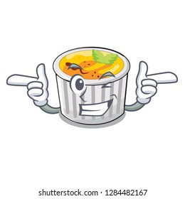 Wink creme brule in white cartoon bowl