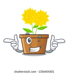 Wink dahlia flower isolated in the cartoon
