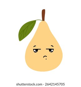 Wink, dizzy expression pear cartoon character. emoticon stock element