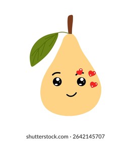 Wink, dizzy expression pear cartoon character. emoticon stock element