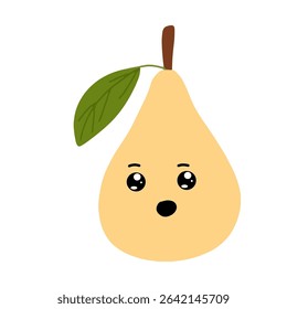 Wink, dizzy expression pear cartoon character. emoticon stock element
