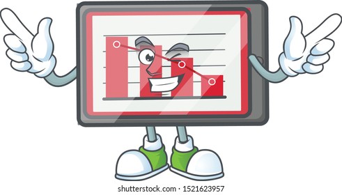 Wink down chart horizontal table in cartoon character.
