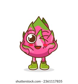 wink dragon fruit cute fruit character mascot vector design