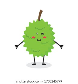 wink durian fruit cute character mascot vector design