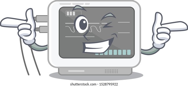 Wink ecg machine stuck the cartoon wall