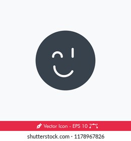 Wink Emoji (Emoticon) Icon / Vector