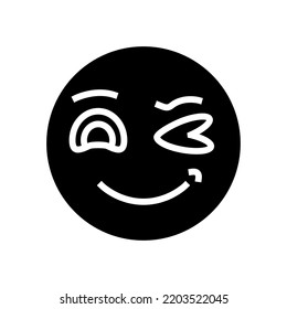 Wink Emoji Glyph Icon Vector. Wink Emoji Sign. Isolated Symbol Illustration