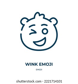 Wink emoji icon. Linear vector illustration from emoji collection. Outline wink emoji icon vector. Thin line symbol for use on web and mobile apps, logo, print media.