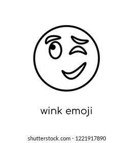 wink emoji icon. Trendy modern flat linear vector wink emoji icon on white background from thin line Emoji collection, outline vector illustration