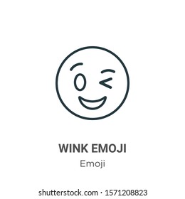 Wink emoji outline vector icon. Thin line black wink emoji icon, flat vector simple element illustration from editable emoji concept isolated on white background