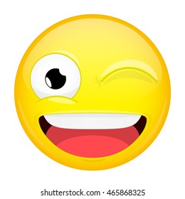 Wink emoji. Smile emotion. Twinkle grin emoticon. Vector illustration smile icon.