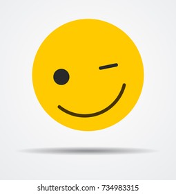 Wink emoticon in a flat design