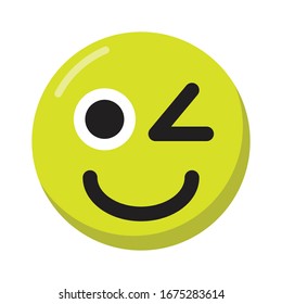 Wink Emoticon With Flat Design Style Vector