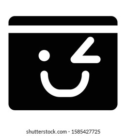 wink emoticon glyph vector design