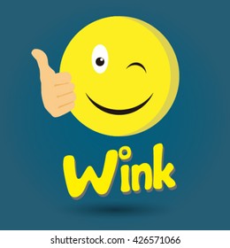 Wink emoticon. Isolated vector illustration