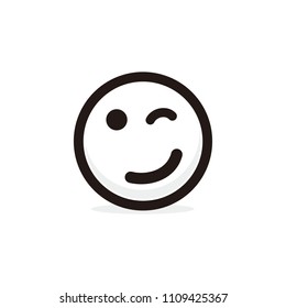 Wink face emoticon icon vector