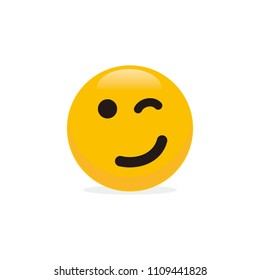 Wink face emoticon icon vector