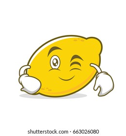 Wink face lemon cartoon character vector art